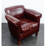 Contemporary brown leather armchair, 76 x 70cm