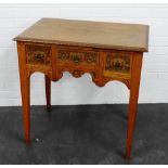 Late 19th / early 20th century oak carved side table, the rectangular top above three small