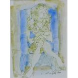 Contemporary School 'Female Nude' Mixed media, signed indistinctly and dated 2000, in a glazed