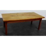 Burr wood coffee table, 40 x 102cm