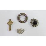 Robert Alison of Iona silver brooch, Glasgow 1952, together with an Edinburgh silver cross, a