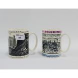 Two Wedgwood tankards to include 'The Investiture of H.R.H. Charles, Prince of Wales', designed by