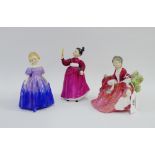 Three Royal Doulton porcelain figures to include 'Lydia' HN1908, 'Vanity' HN2475 and 'Marie' HN1370,