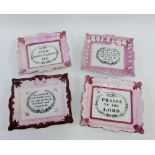 Collection of four Sunderland lustre wall plaques to include 'Praise ye The Lord' and 'Thou God