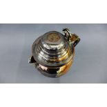 19th century silver plate on copper tappit style jug, the domed lid inset with a George III coin,