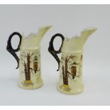 Pair of Victoria porcelain 'Owl' patterned ewer/jugs, 18.5cm high, (2)