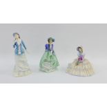 Three Royal Doulton porcelain figures to include 'Daydreams' HN1731, 'Top o the Hill', HN1833 and '