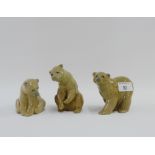 Group of three Lladro porcelain bears, all with printed backstamps, tallest 12cm, (3)