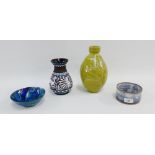 Collection of Studio pottery to include two vases and a bowl, together with a Limoges enamelled