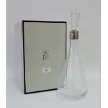 Her Majesty Queen Elizabeth II glass claret decanter and stopper with silver plated collar bearing