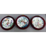 Set of eleven Chinese imperial Jingdezhen porcelain plates with wooden frames, (11)