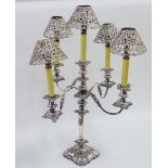 Large Epns four branch candelabra with detachable sconce and candle holders and set of five Gorham