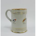 Denby stoneware tankard with fishing fly pattern, 13cm high