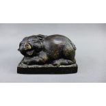 After Mene, a bronze pig on rectangular base, 14cm long