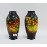 Pair of Royal Bonn floral patterned baluster vases, 23cm high, (2)