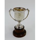 George V 'Metropolitan District Masonic Bowling' silver trophy cup, London 1930, on a turned