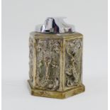 Siam Sterling silver table lighter of hexagonal form, stamped 925, 9cm high