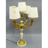 Onyx and faux brass five branch table light