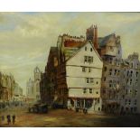 J. MacPherson 'Street Scene' Oil-on-Canvas, signed in a giltwood frame, 60 x 50cm