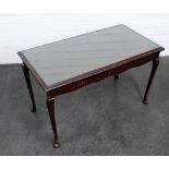 Mahogany glass top table, 48 x 78cm
