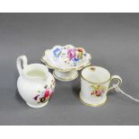 Miniature floral bowl, Circa.1830, with a similar milk jug and a 20th century Royal Crown Derby