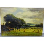 Hamilton Glass 'Harvest Morning, Pencaitland' Oil-on-Canvas, signed, on a stretcher, but unframed,