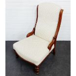 Mahogany framed nursing chair with upholstered back and seat, 94 x 65cm