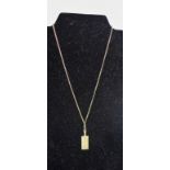 9 carat gold Millennium hallmark ingot pendant on 9 carat gold belcher chain