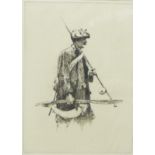 Norman Wilkinson 'Peter' Etching, signed in pencil, in a glazed frame, 24 x 32cm