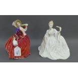 Royal Doulton porcelain figure 'Autumn Breezes' HN1934, together with a Coalport 'Ladies of Fashion'