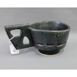 Studio pottery black glazed planter, 26cm wide