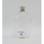 Early 20th century silver topped and glass hip flask with engraved monogrammed initials,