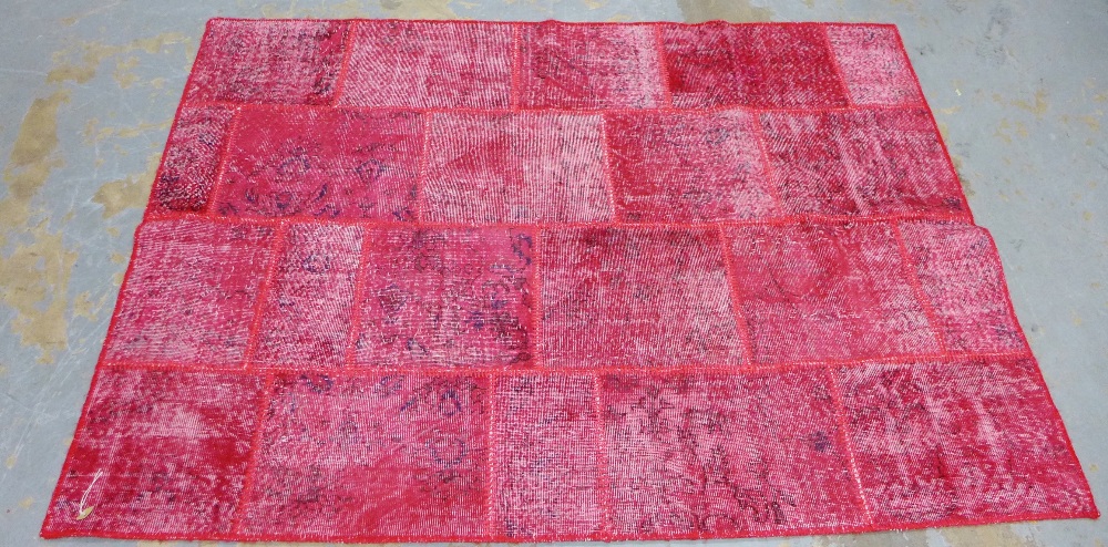 Patchwork rug, with red field 242 x 272cm