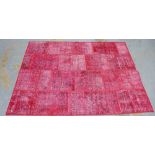 Patchwork rug, with red field 242 x 272cm