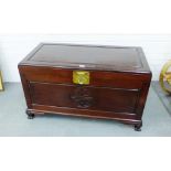 Oriental hardwood trunk, with brass clasp fitting 60 x 100cm