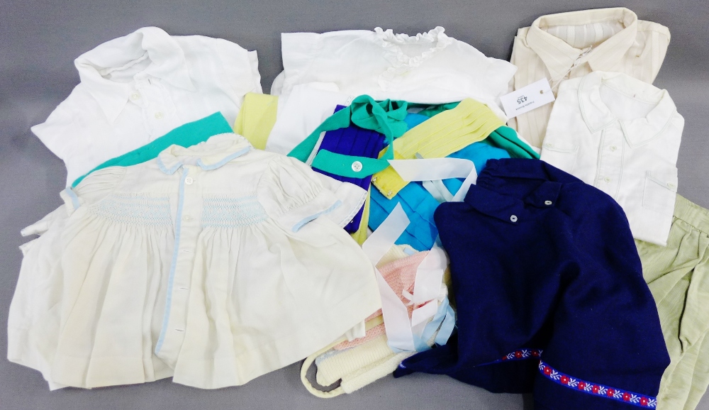 Quantity of children's vintage clothing to include cotton blouses, linen shorts and trousers, babies