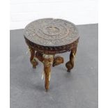Carved wooden stool with elephant design, 34 x 31cm
