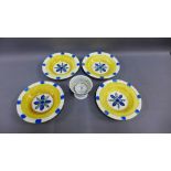 Four Scottish pottery dishes, each with impressed crown and thistle mark, together with a Makmerry