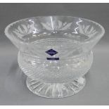 Edinburgh crystal Thistle etched fruit bowl on circular foot rim with etched marks and paper labels,