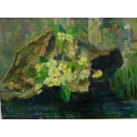 Late 19th / early 20th Century School 'Primroses growing on the Forrest Floor' Oil-on-Canvas,