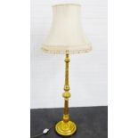 Gilt wood standard lamp and shade,155cm