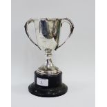 George VI silver twin handled trophy cup, inscribed 'Lincoln Girl Guides', with hallmarks for