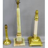 Collection of three table lamp bases to include a onyx example, (3)