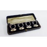 George V set of four silver menu card holders / place name settings, by Sampson Mordan & Co Ltd,