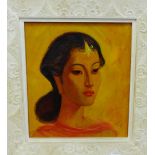 Mid 20th Century School 'Head and Shoulders Portrait of a Woman' Oil-on-Canvas, apparently unsigned,
