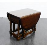 Small dark elm gateleg table, 50 x 59cm