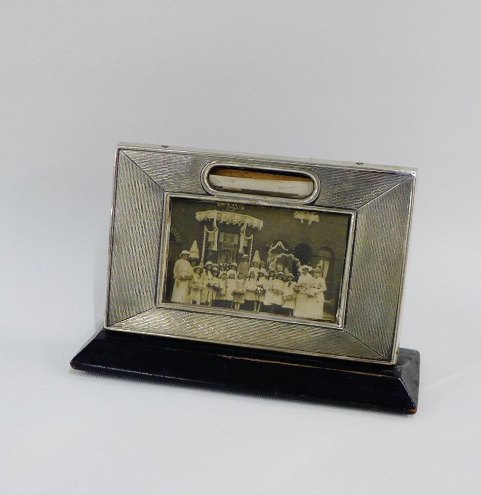 Art Deco silver fronted and oak desk calendar, Birmingham 1929, 10 x 14cm