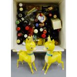 Quantity of liquor miniatures, together with two vintage Babycham advertising Deer figures, (a lot)