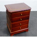 Hardwood bedside chest with four drawers, 55 x 43cm