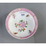 Lowestoft floral saucer with puce diaper border